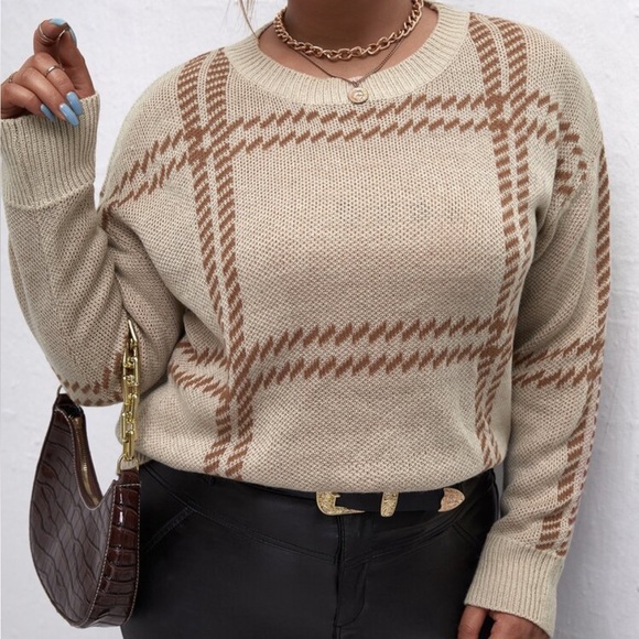 SHEIN Sweaters - Plaid Knit Sweater